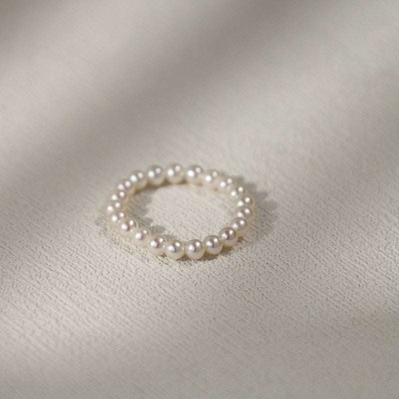 Tiny Natural Pearl Ring - Stackable - Pearl Whisper