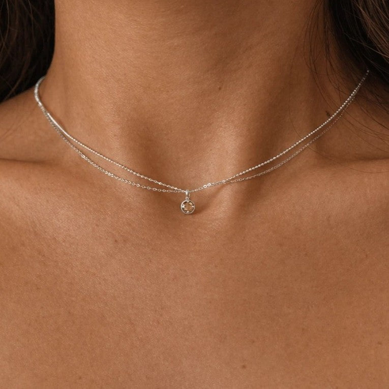Citrine Double Chain Necklace - Sun Drop
