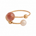 Rose Quartz & Pearl ring - Blush Harmony