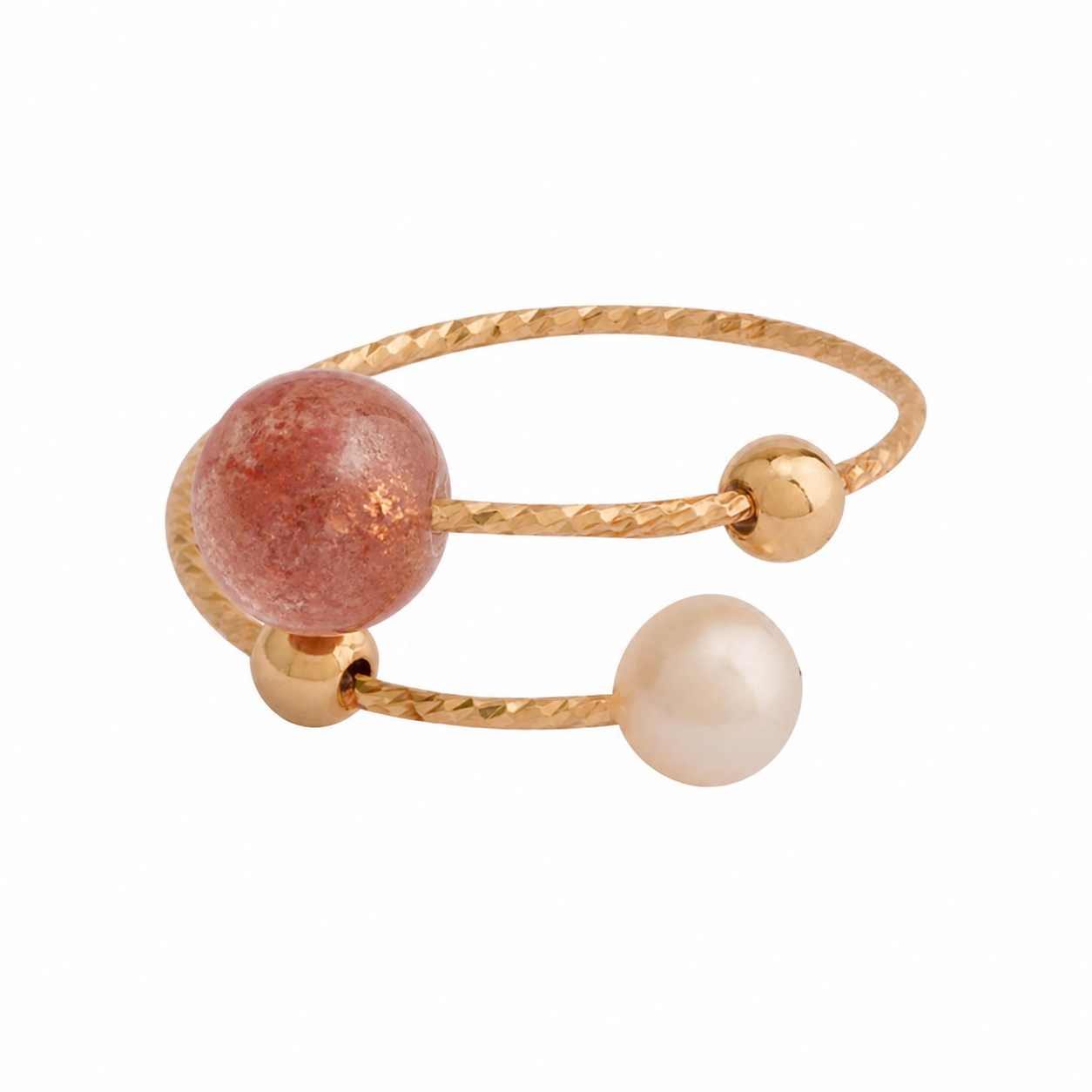 Rose Quartz & Pearl ring - Blush Harmony
