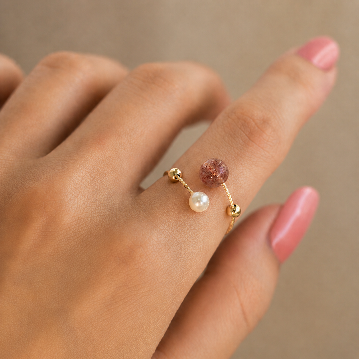 Strawberry Quartz & Pearl Set - Blush Harmony